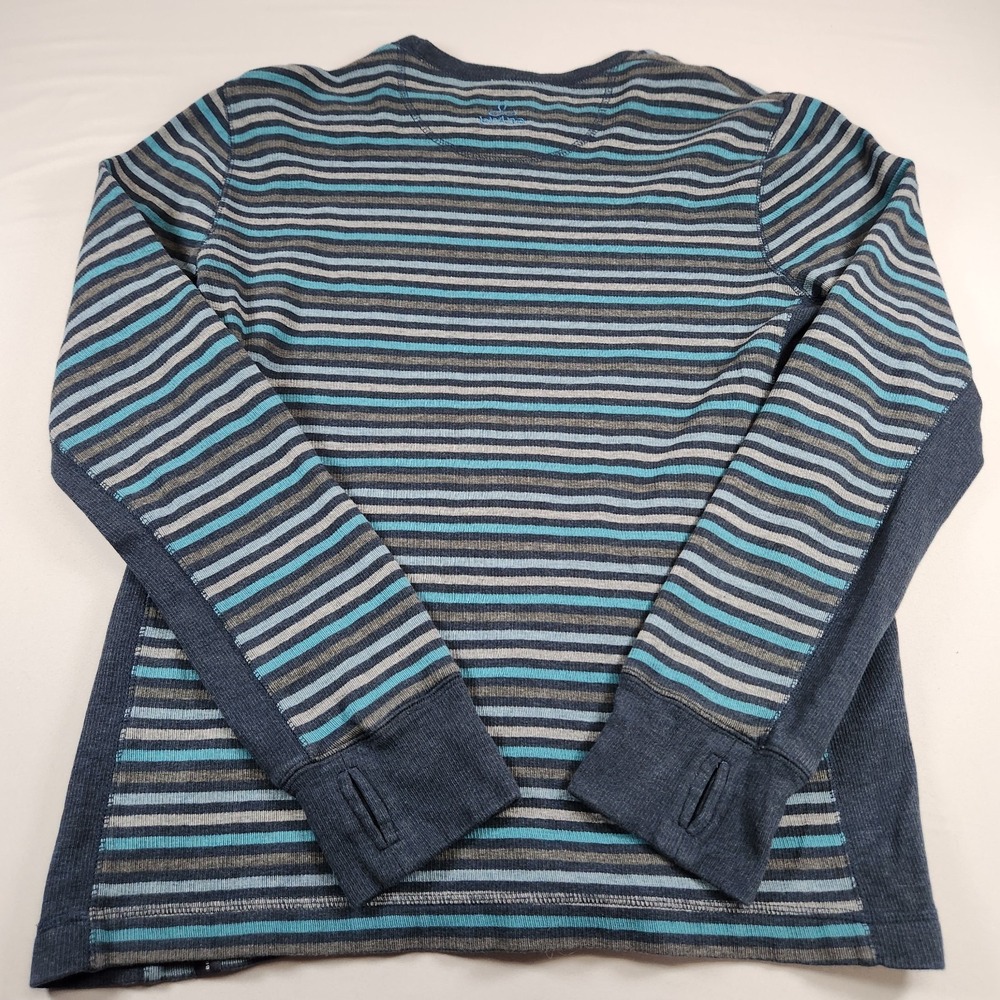 Prana Men's Med Driftwood Crew Sweater Striped Long Sleeve Pullover Organic - Picture 7 of 9